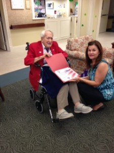 Mr. Burdick receiving his Veteran's Recognition from the Veteran's Liaison