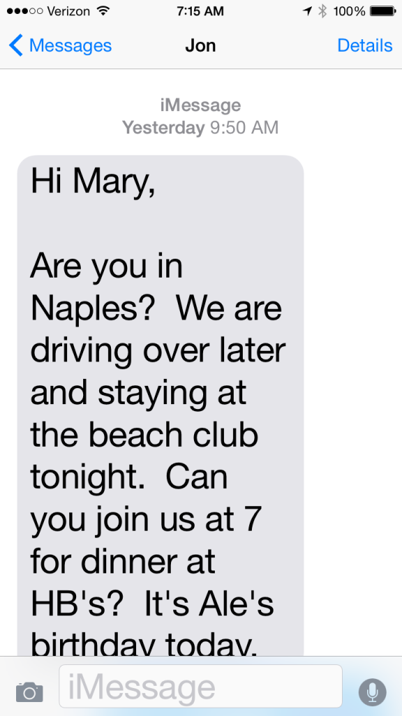 Text From Jon - Ale's Birthday